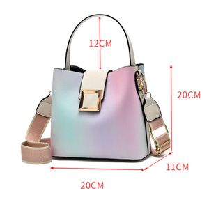 Bolso de Mano Rosa Popular al por Mayor, Nuevo, Económico, Original y de Moda, Bolso Tipo Cubo de Cuero PU para <span class=keywords><strong>Mujer</strong></span> - Product Image 6