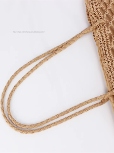 A Generation of Ins Style Hollow Hand-woven Two Zipper <b>Square</b> Rope Handle Daily Leisure Seaside Holiday Lady Bag Tanjing - Product Image 2