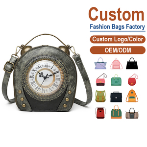 <b>Retro</b> <b>Clock</b> Shaped Handbag Manufacturer With Real Working Time Function For Women - Product Image 1