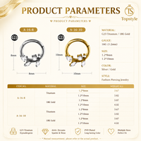 Anneau clicker délicat en titane G23 pour piercing de cartilage, motif floral, avec zircone cubique multi-coupes, pour septum, pour un style quotidien et de soirée