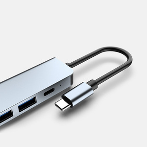 Type-C Hub 7-In-1 <b>USB</b> 3.0 <b>HDMI</b> 4K Expansion Dock For Laptop Aluminum Alloy <b>With</b> Power Supply - Product Image 2