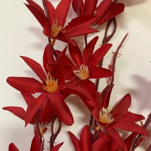 LO-1273 Fleurs artificielles vintage rouge bordeaux, fleurs en soie de type étoile, gypsophile et orchidée pour mariages et présentations en hall d'hôtel - Product Image 4