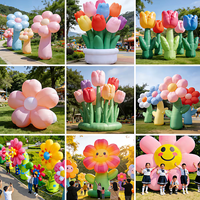 Modèle de ballon gonflable lumineux personnalisé à thème fleur de cerisier, suspendu, étanche IP65 pour usage extérieur