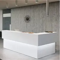 Modern white corians stone solid surface hotel office front desk reception front desk