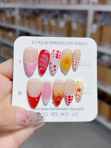SHUANGYU <span class=keywords><strong>Uñas</strong></span> Postizas Acrílicas Hechas a Mano con Diseño de Leopardo <span class=keywords><strong>Naranja</strong></span>, Flores Rosas 3D <span class=keywords><strong>y</strong></span> Alambre Dorado con Pedrería, Venta al Por Mayor - Product Image 5