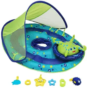 SwimWays宝宝春装漂浮活动中心冠充气浮子儿童互动玩具和UPF防晒保护