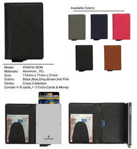 การ์ดโฮดา สลิม ยูนิเซ็กส์ที่ใส่บัตรอะลูมิเนียม ป้องกัน RFID ดีไซน์เรียบง่าย กระเป๋าสตางค์แบบสั้น ปิดแบบพับ สีดำ - Product Image 4