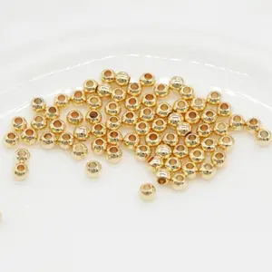 Cuentas espaciadoras de posicionamiento de bola Lisa redonda chapada en oro de alta calidad para fabricación de joyas, 2mm/2,5mm/3mm/3,5, mm/4mm