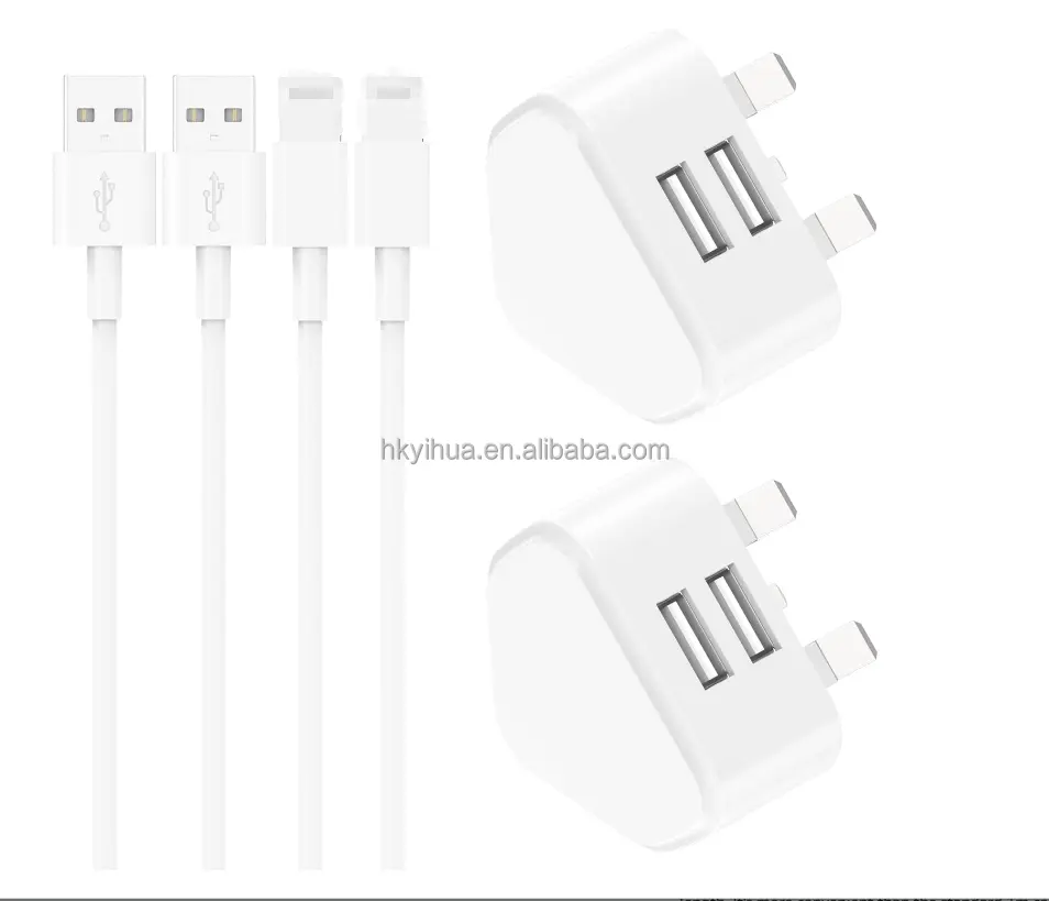 2USB充電器急速充電ヘッド3ピンUKプラグ充電器Androidユニバーサル5V/2A壁充電器