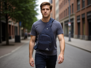 Borsa da petto da uomo in nylon tinta unita con cerniera a tre strati per uso quotidiano in tutte le stagioni - Product Image 2