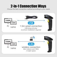 Lector de Códigos de Barras Inalámbrico 2D YHD-8200DW de 2.4G, Lector de Códigos de Barras para POS, Escáner de Códigos QR Portátil
