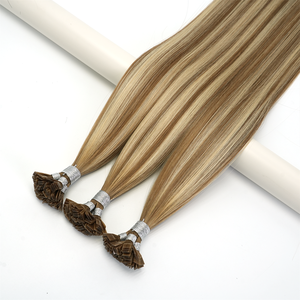 Extensioni per capelli all'ingrosso con punta piatta mini pre-incollata, a <span class=keywords><strong>K</strong></span>, a U, doppia trama, in capelli umani vergini grezzi russi Remy - Product Image 1