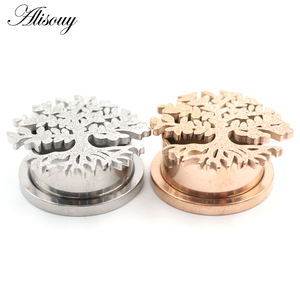 اليسوي قطعتان برغي وردي اللون الذهبي بلينغ سدادات أنفاق الأذن مقاييس مخرطة الفولاذ المقاوم للصدأ الأذن المتوسع الجسم ثقب المجوهرات - Product Image 6