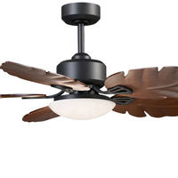 Ventilateur de plafond de style européen moderne, lustre LED, 5 pales, 6 vitesses, télécommande, finition bois, faible bruit, DC, salon