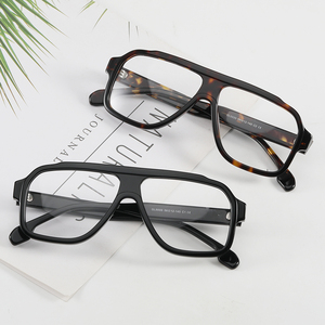 Gafas Ópticas Aochi 6699 con Armazón Cuadrado de Acetato Extra Grande, Diseño de Parches Negros, para Uso con Computadora, Lentes Graduadas Unisex - Product Image 2
