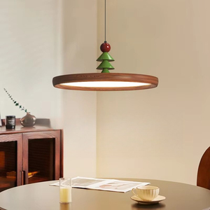 Restaurant chandelier, Christmas tree, vintage walnut wood round dining <strong>table</strong>, room bar counter, 2026 new style - Product Image 1