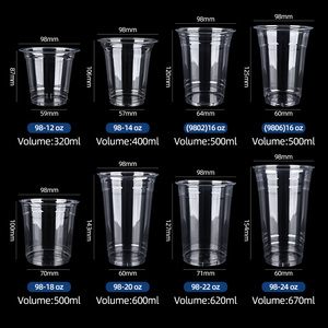 Gobelets personnalisés avec logo Dabba Cup Coupes Boba 12 oz 14 oz 16 oz 18 oz <span class=keywords><strong>20</strong></span> oz 22 oz 24 oz, gobelets en plastique PET pour café avec couvercles et logo - Product Image 2