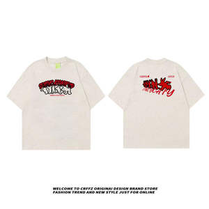 تيشيرت صيفي للجنسين من القطن 100%، مريح ويسمح بالتهوية، بقصة واسعة ومقاس كبير، بطباعة عصرية لملابس الشارع للرجال - Product Image 6