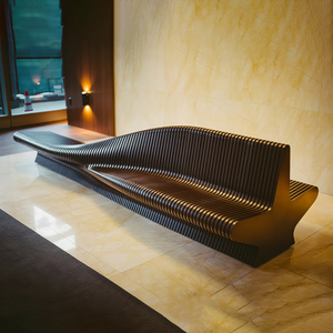 Bancos de Madera Ondulados Creativos Y495, Ecológicos, Resistentes a los Rayos UV, para Áreas Comerciales, Escuelas, Hospitales, Parques, Sofá Modular Elegante - Product Image 2