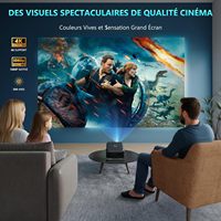 Projecteur pour usage domestique Support haute définition pour l'imagerie 4K Projection sans fil pour téléphones mobiles Projection 1080P pour les murs