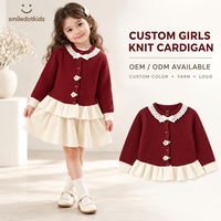 Mädchen Strickjacke mit Spitzenkragen und Rüschensaum Langarm-Strickpullover für Kleinkinder und Kinder OEM ODM Großhandelslieferant