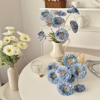 Papaver corail réaliste à longue tige avec pétales en soie, fleurs artificielles en vrac longue durée pour scène de mariage