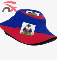 Casquettes en polyester de conception promotionnelle, impression intégrale, cadeau de voyage, chapeau bob avec drapeau haïtien pour la pêche