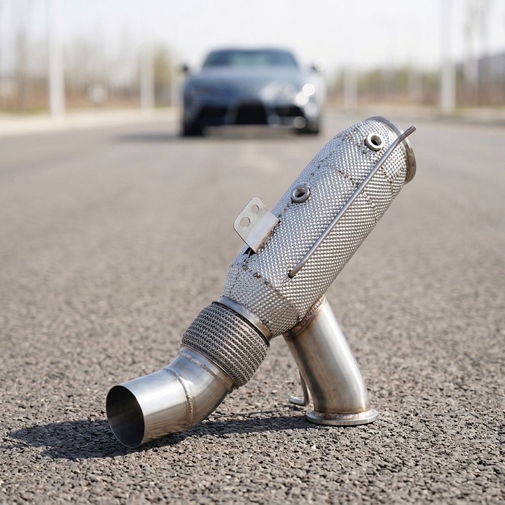 VantaFlow Stainless Steel Performance Straight Downpipe With Heat Shield for Toyota Supra A90 MK5 3.0T B58 2020-2025