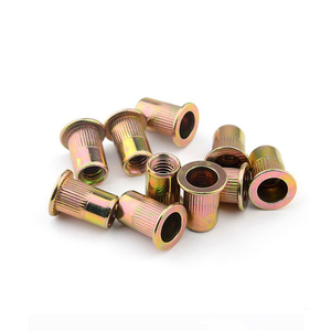 Écrous ronds à rivets en acier inoxydable Yaente Factory, tête plate, moletés verticalement | Écrous en acier au carbone zingués colorés, écrous rivetés - Product Image 1