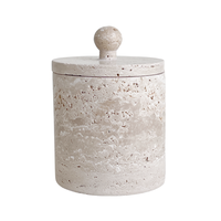 Stonekocc Wabi-sabi Beige Jaune Marbre Naturel Travertin Pierre Réservoir De Stockage Pot Divers Boîte De Rangement Pot avec Couvercle