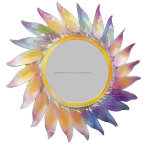 Espejo de pared con plumas doradas para el hogar, espejo decorativo para dormitorio, sala de estar, pasillo - Product Image 6