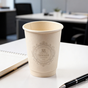 Vasos de papel para café de doble pared con revestimiento de PE de color, con logo personalizado, biodegradables y de primera calidad, para camiones de comida. - Product Image 1