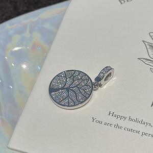 Pendentif Arbre de Vie en Argent Pur S925, Design de Niche, Bijou Simple, Tendance et Vintage avec Micro-Incrustations Rondes - Product Image 5