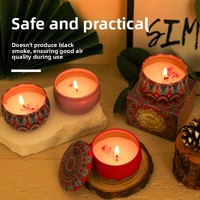 Lilin Aromaterapi Tanpa Asap Bunga Kering Campuran Lilin Kedelai Wadah Logam Bentuk Cangkir Semi-Handmade Lampu Kamar Tidur Dalam Ruangan Tahan Lama