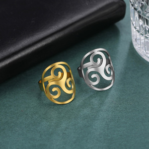 Anillos Ajustables de Acero Inoxidable Myshape para Mujer, Anillo <span class=keywords><strong>Triskele</strong></span> Triskelion, Amuleto de Triple Espiral, Joyería Irlandesa Vintage, Regalo - Product Image 3