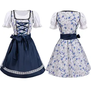 Yüksek kaliteli geleneksel Bavarian Oktoberfest bira kız hizmetçi kostüm Dirndl garson Wench elbise kadın müzik festivali giysileri
