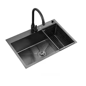 Most popular black stainless steel kitchen sink undermount handmade deep basin