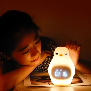 触摸控制困倦企鹅闹钟发光二极管硅胶儿童夜灯睡眠伴侣灯