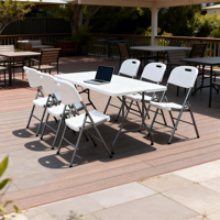Table pliante portable en plastique HDPE moulé par soufflage de 6 pieds pour les barbecues en famille en plein air dans la cour