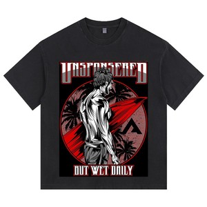 T-shirt noir à manches courtes pour homme 1804REPUBLIC avec imprimé géométrique Muscle Man, style streetwear, col rond, coupe classique - Product Image 2