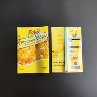 Sachets d'emballage alimentaire refermables en aluminium pour chips de banane plantain, imprimés en héliogravure sur mesure, 5000 pièces, avec fermeture arrière