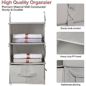 2 Separable 3-<b>Shelf</b> Hanging <b>Shelves</b> 3 Drawers 6-<b>Shelf</b> Hanging Closet Organizer for Baby Clothes Fabric Stainless Steel Wardrobe - Product Image 2