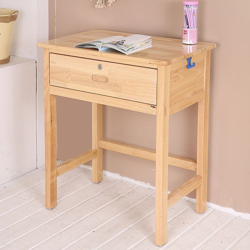 Table simple en bois d'hévéa avec tiroirs