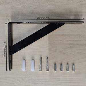 Soportes de Pared Triangulares Negros Resistentes, Soportes Metálicos para Estantes con Tornillos, Herrajes Funcionales - Product Image 1