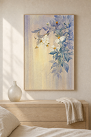 Tableau mural botanique à l'huile, peinture sur toile de fleurs blanches, cadre fait main, support en bois, décoration pour salon et chambre à coucher