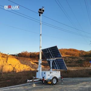 Tour de sécurité solaire portable, remorque CCTV solaire, système de caméra CCTV intelligent, mât électrique de 9 m, étanche IP65, double 450W/600W - Product Image 1