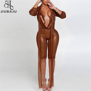 Barboteuse à <span class=keywords><strong>paillettes</strong></span> pour femmes Sexy Silky Ribbon Patchwork Deep V-Neck Midnight Party Hipster Street Stretch Clubwear Playsuits - Product Image 1