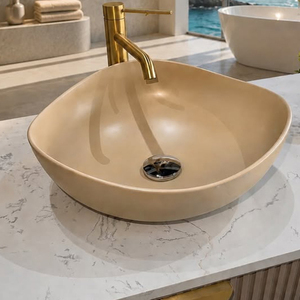 Nouveau lavabo <span class=keywords><strong>noir</strong></span> en céramique émaillée, style cristal, pour hôtel, club, salle de bain, vasque à poser, commode - Product Image 2