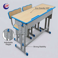 Ensemble de bureau et chaise d'école à hauteur réglable, table d'étude ergonomique pour les élèves du primaire, du collège et du lycée, mélamine MDF