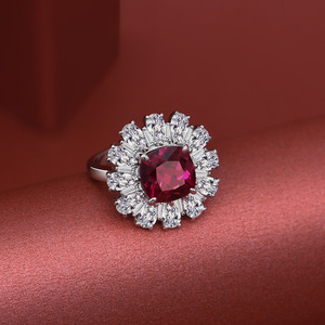 Anillos ostentosos para mujer, anillos de boda 925, anillo de rubí de circonita cúbica de plata 925 - Product Image 2